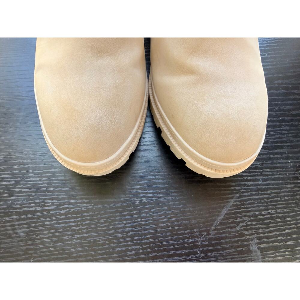 Shelley Beige Chunky Boots Block Heel Chelsea Ankle Boots Women’s Size 8.5 - Picture 7 of 11